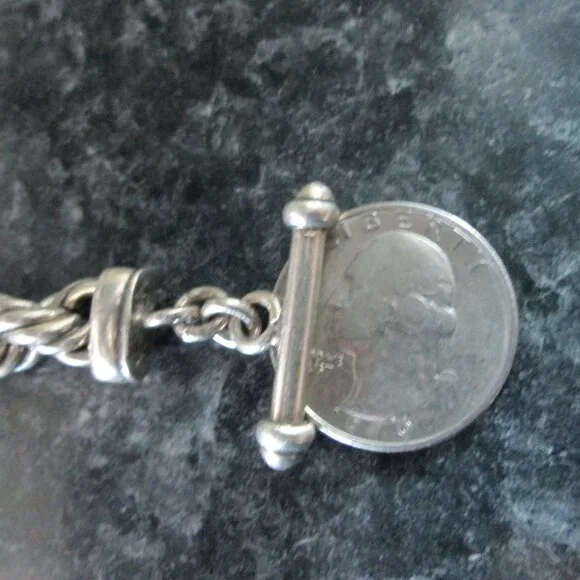 Sterling Silver Bracelet Rope Toggle Clasp Chunky Heavy 51 Grams - Picture 6 of 8